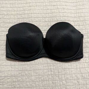 Cacique Black Underwire Padded Strapless Bra 38D